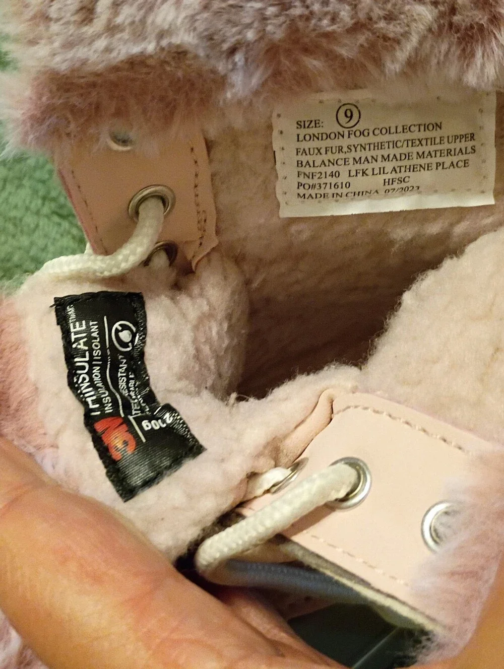 EUC London Fog Collection Kids Pink Faux Fur Winter Duck Snow Boots